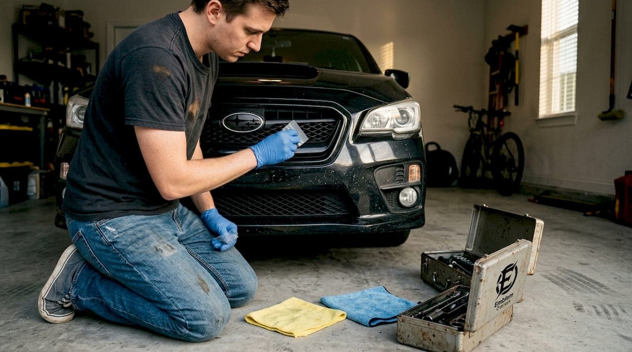 Master the stepwise emblem overlay process for unique car style